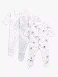 Pyjama éléphant en coton bio GOTS pour bébé prématuré John Lewis, lot de 3, gris
