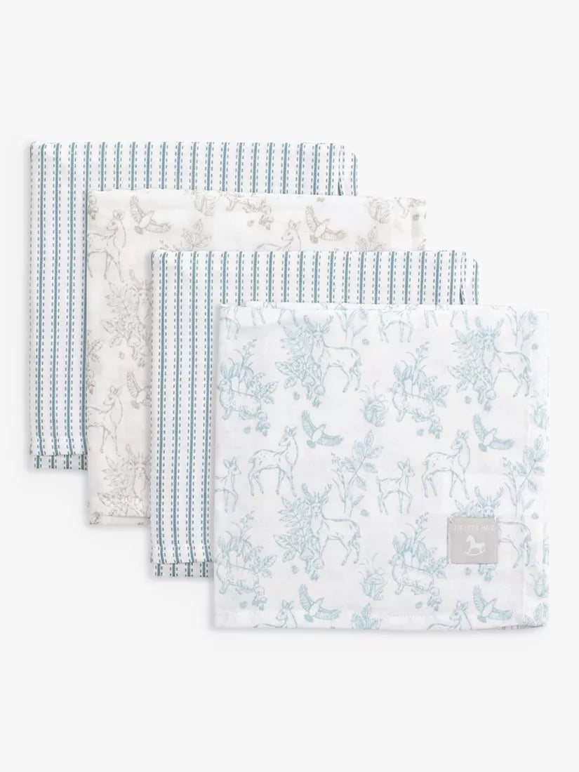 The Little Tailor Mixed Pattern Muslin Cloths, Pack of 4 - McGrocer