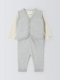 Ensemble John Lewis pour bébé : body, pantalon en maille et gilet, gris/multicolore