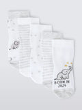 Chaussettes bébé John Lewis en coton bio riche, nées en 2024, lot de 5, blanches et multicolores