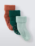 Chaussettes bébé John Lewis en coton bio mélangé, lot de 3, multicolores