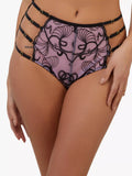 Culotte taille haute brodée Playful Promises Jessie Whip, rose/noir