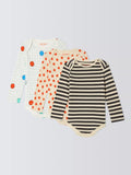 Body à manches longues rayé et à pois John Lewis ANYDAY pour bébé, lot de 3, multicolore
