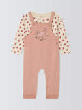 Ensemble salopette et t-shirt à manches longues John Lewis ANYDAY Baby Happy Days Cat, rose