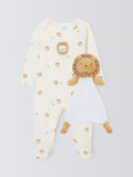 Ensemble pyjama et couette bébé en coton à motif lion John Lewis, multicolore