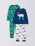 Pyjamas pour enfants John Lewis, motif orignal, lot de 2, bleus