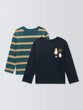 Lot de 2 hauts à rayures/motifs à manches longues pour enfants John Lewis, multicolores