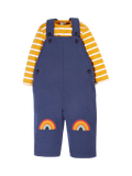 Ensemble salopette et body en coton biologique Rae pour enfants de Frugi Kids, bleu marine/rayures dorées