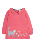Tunique Victoria en coton biologique GOTS pour enfants, Frugi Kids, motif pétales/chat