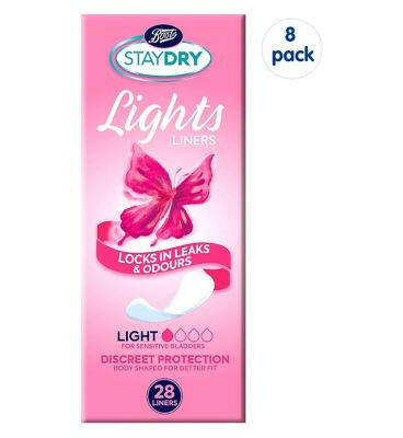 Staydry Lights Light Liners for Light Incontinence 8 Pack Bundle – 224 Liners GOODS Boots