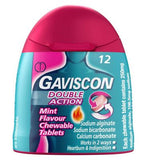 Gaviscon Double Action Heartburn Indigestion Mint Flavour Chewable Tablets x12