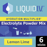 Liquid IV Hydration Multiplier Electrolyte Powder Mix Lemon Lime 6 Sachets