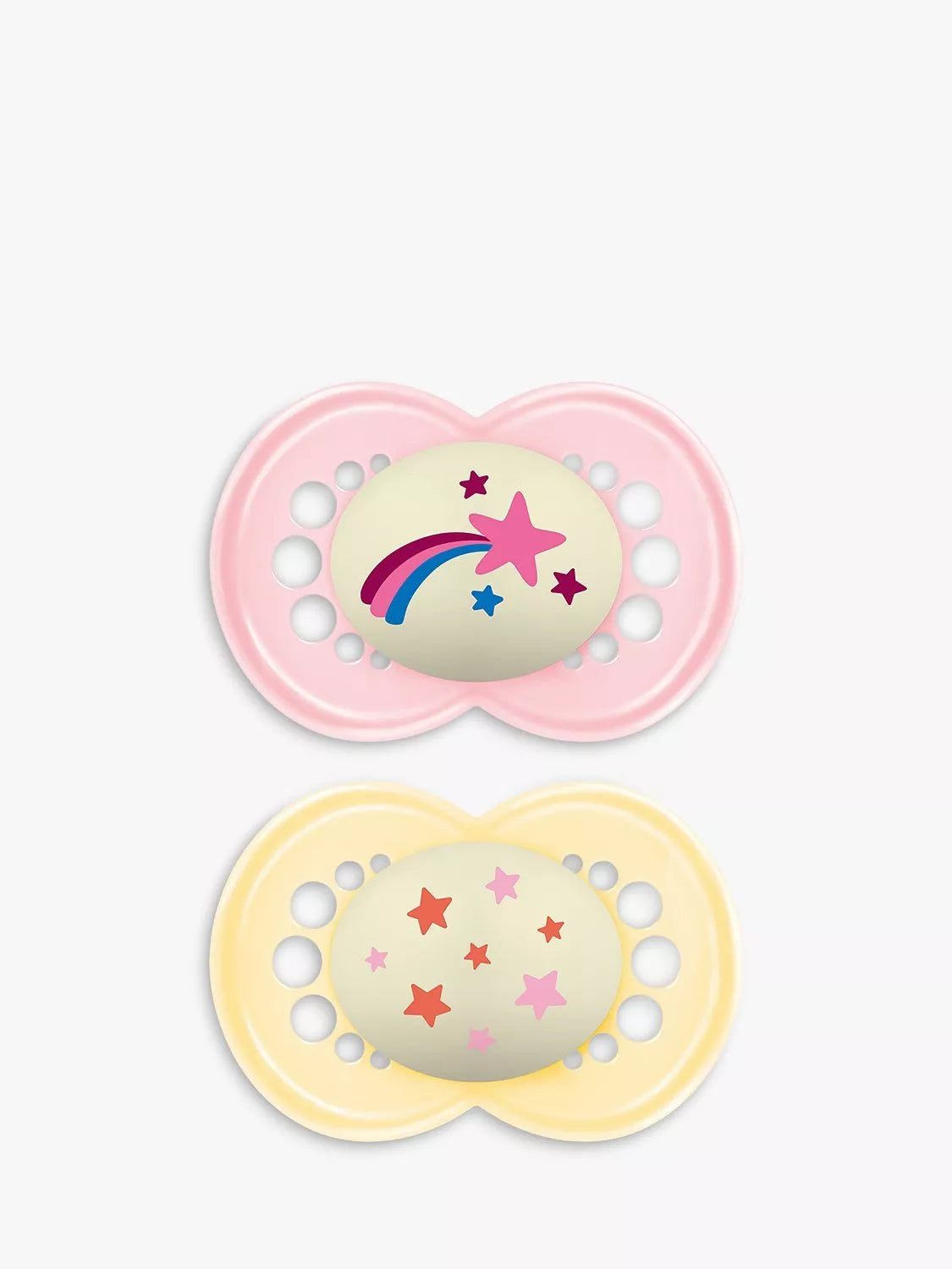MAM Astro SkinSoft Glow In the Dark Nighttime Soothers, Pack of 2, 6 months - McGrocer