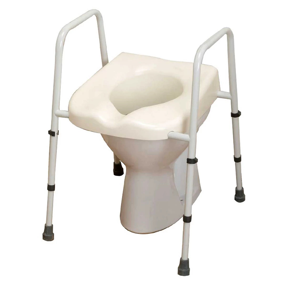 NRS Healthcare Mowbray Toilet Frame with Sloped Seat and Support Handles Extra Wide White - McGrocer