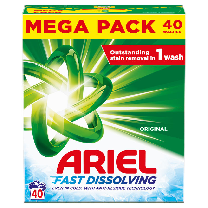 Ariel Fast Dissolving Washing Powder 2.4KG, 40 Washes, Original - McGrocer