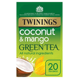 Twinings Thé vert noix de coco et mangue, paquet de 20