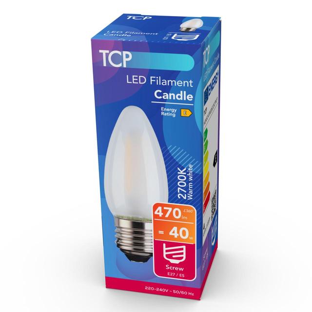 TCP Candle LED Coated Screw 40W Light Bulb GOODS M&S