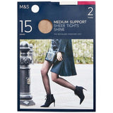 MS 15 Denier Medium Support Sheer Tights 2 Pack Small Rose Quartz