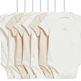 MS Turtle Bodysuit 7 Pack 3-6 Months Ivory