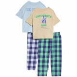 MS Boys Pure Cotton Checked Pyjama Set 9-10 Years Blue