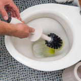 Addis Faux Hessian Plastic Round Bathroom Toilet Brush Set White