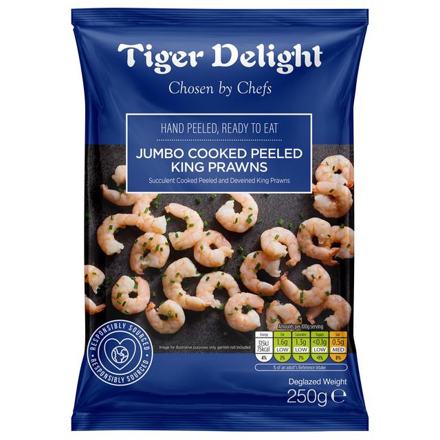 Tiger Delight Jumbo Cooked Peeled King Prawns 250g GOODS M&S