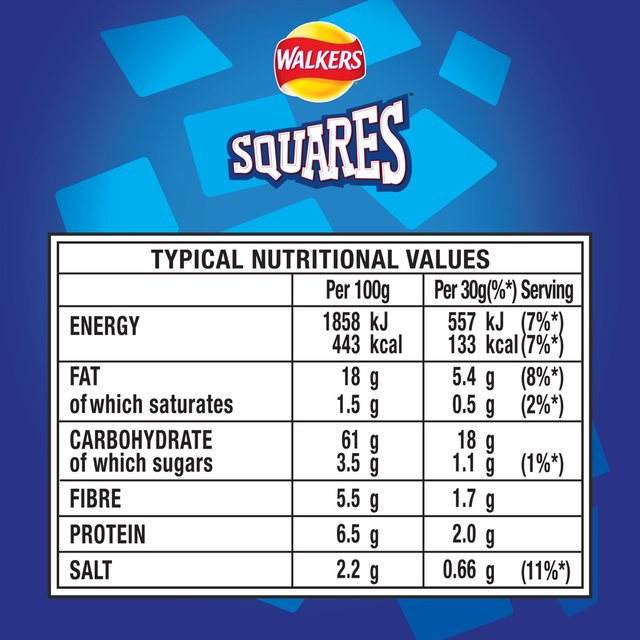 Walkers Squares Salt & Vinegar Sharing Snacks Crisps 104g GOODS M&S