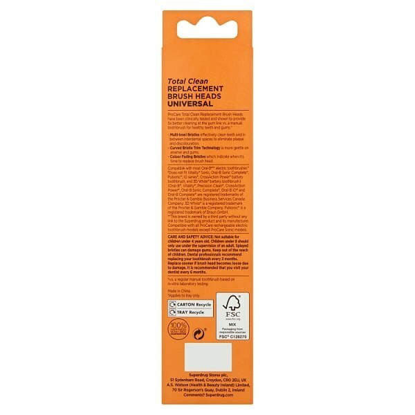 Superdrug ProCare Total Clean Toothbrush Heads x12 GOODS Superdrug