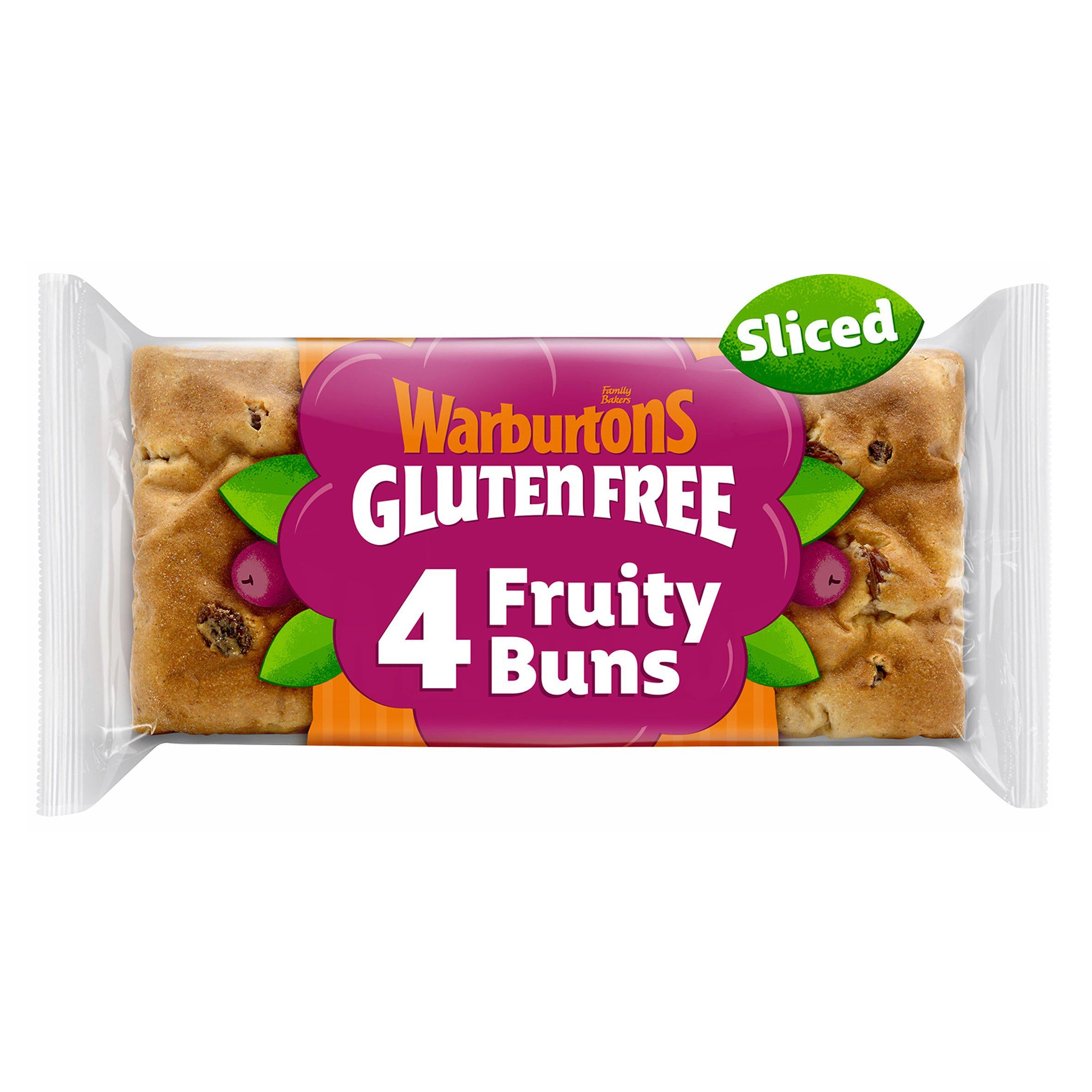 Warburtons Gluten Free Cinnamon & Raisin Sliced Fruity Buns x4 GOODS Sainsburys