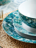 Service de table 12 pièces Clarke and Clarke bleu sarcelle William Morris Designs Strawberry Thief