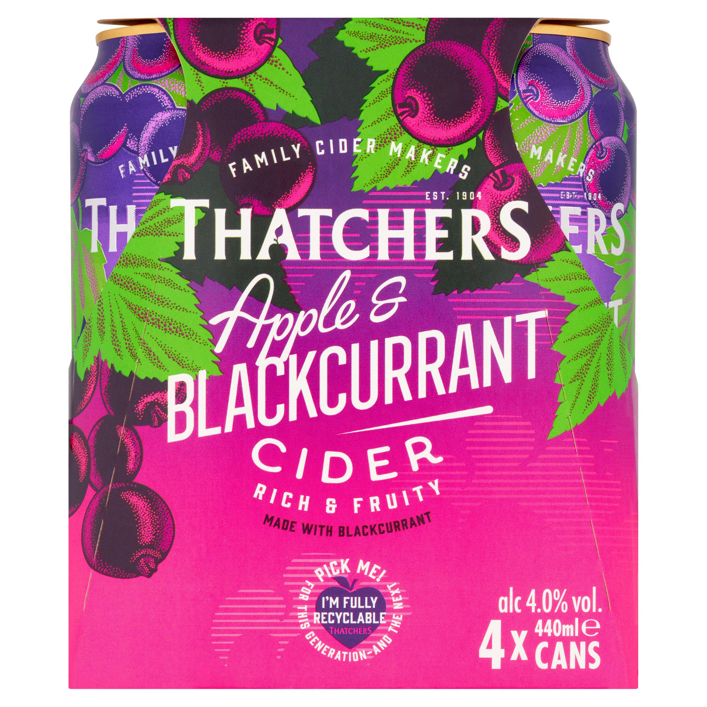 Thatchers Apple & Blackcurrant Cider 4x440ml GOODS Sainsburys