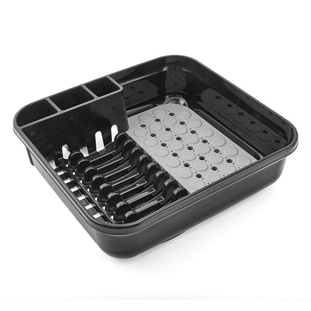 Addis Premium Soft Touch Dish Draining Rack Black / Grey - McGrocer