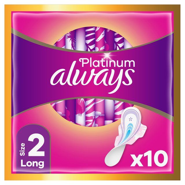 Always Platinum Long Sanitary Towels Wings Size 2 10 per pack - McGrocer