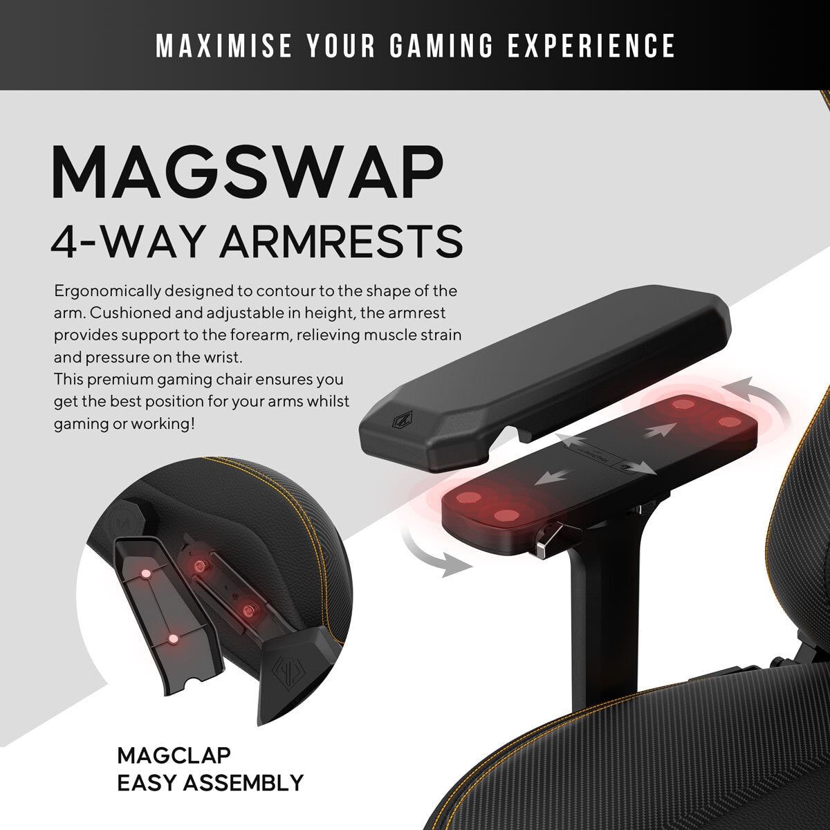 anda seaT Kaiser Series 3 Extra Large Gaming Chair, Black - McGrocer