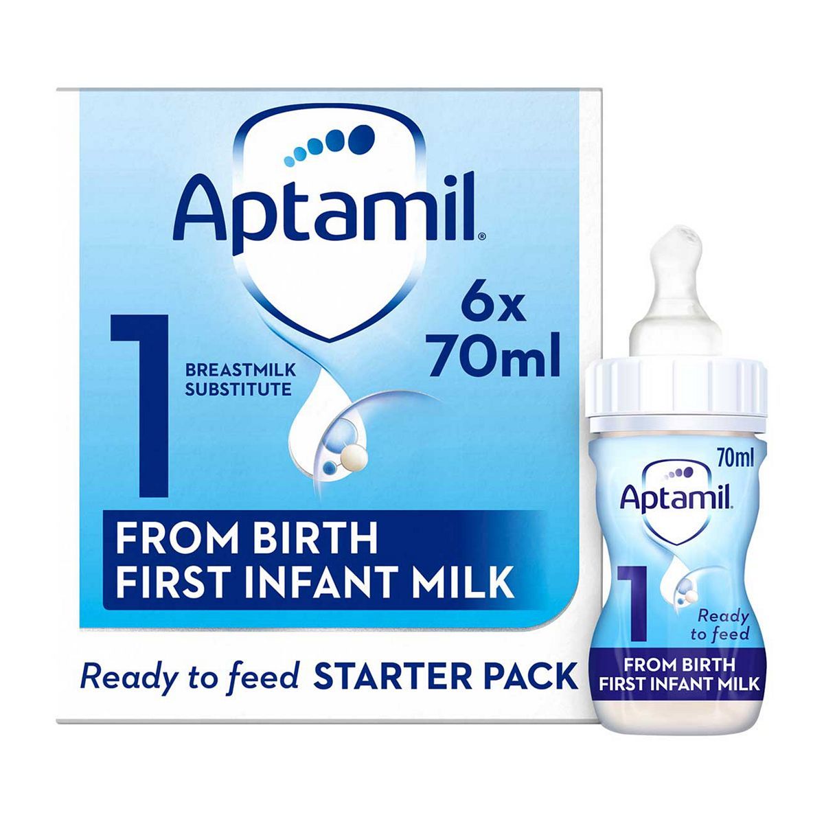 Aptamil 1 First Infant Milk Starter Pack from Birth 6 x 70ml (420ml) - McGrocer