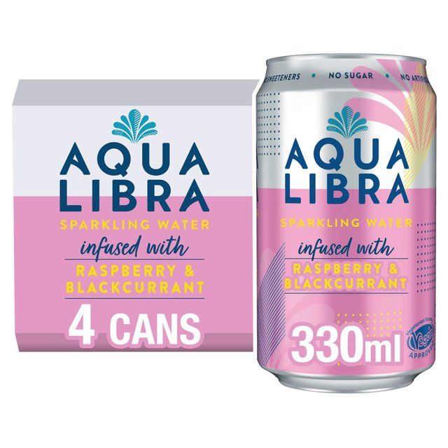 Aqua Libra Raspberry & Blackcurrant Infused Sparkling Water 4 x 330ml - McGrocer