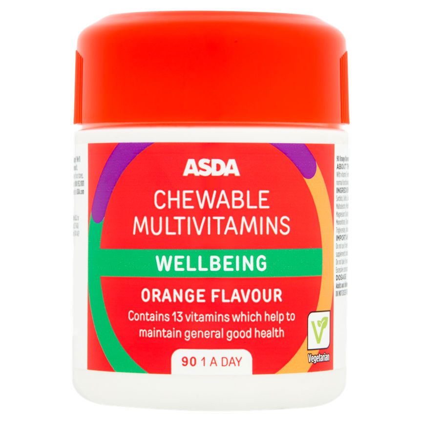 ASDA 90 Chewable Multivitamins Wellbeing Orange Flavour - McGrocer