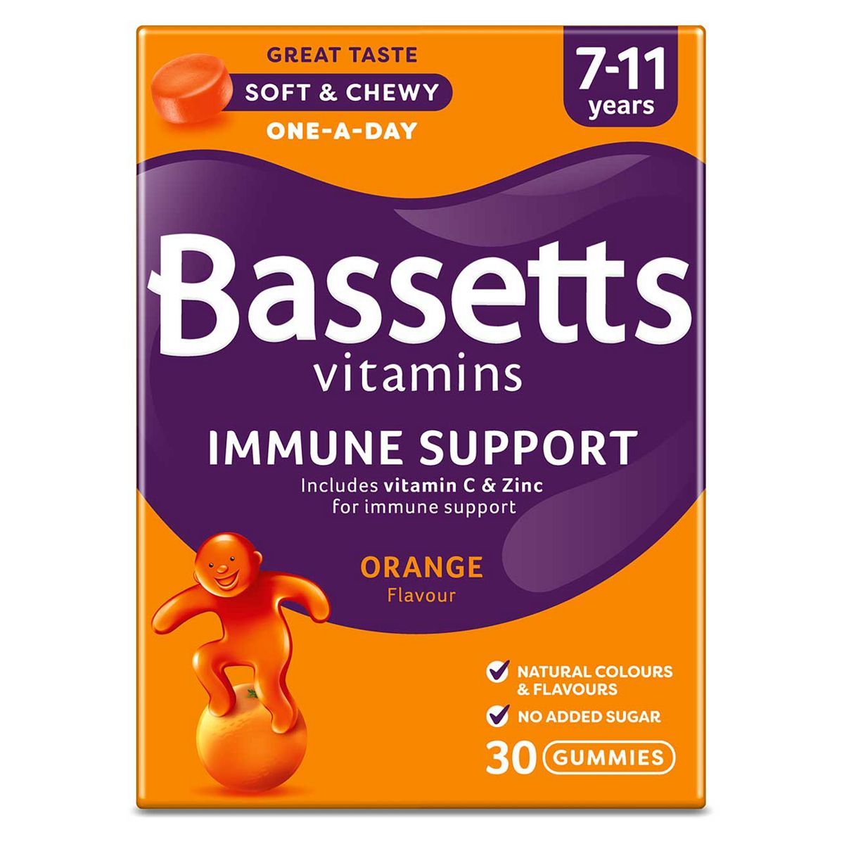 Bassetts Multivitamins Orange Flavour Soft & Chewies 7-11 Years - 30 Pack - McGrocer
