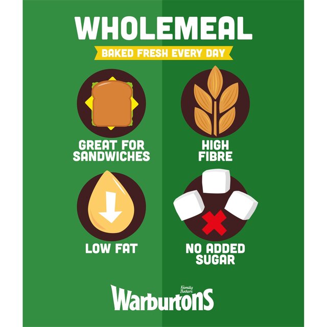 Warburtons Wholemeal Sliced Medium 800g - McGrocer