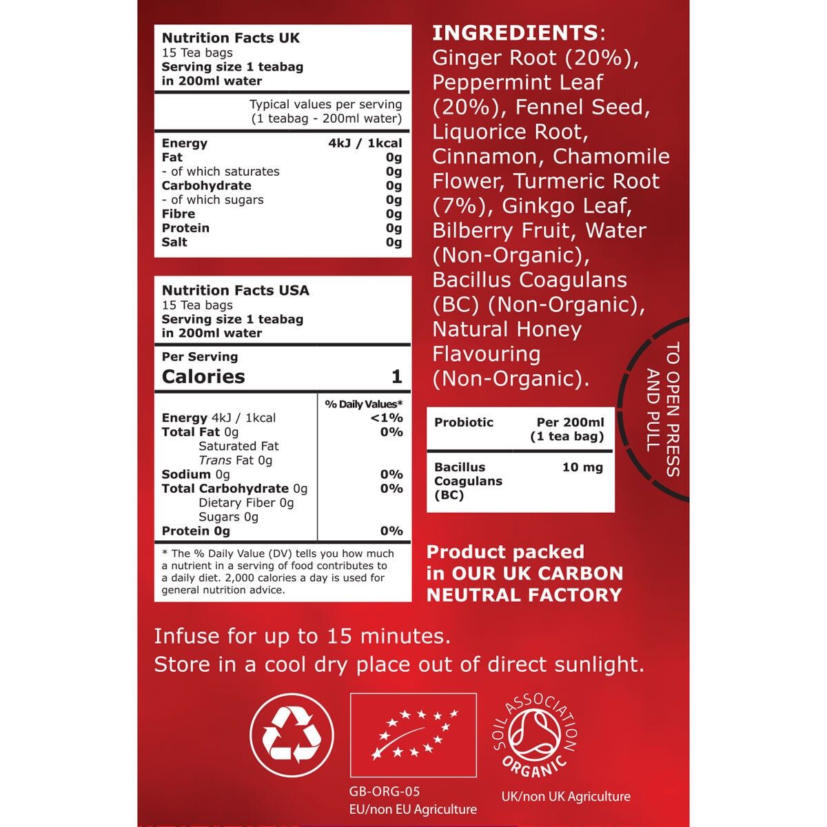 Beau-T-Full Tea Organic Tummy & Mind Tea Bags, 6 x 15 Pack - McGrocer