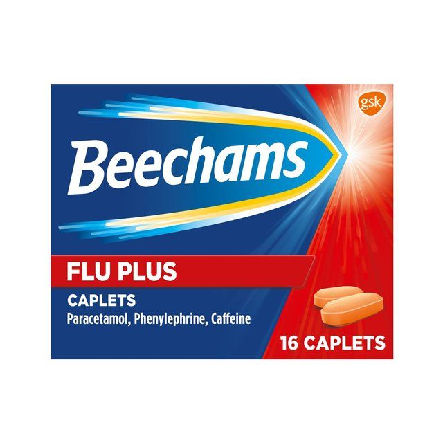 Beechams Flu Plus Cold Flu & Cough Relief with Paracetamol Caplets 16 per pack - McGrocer