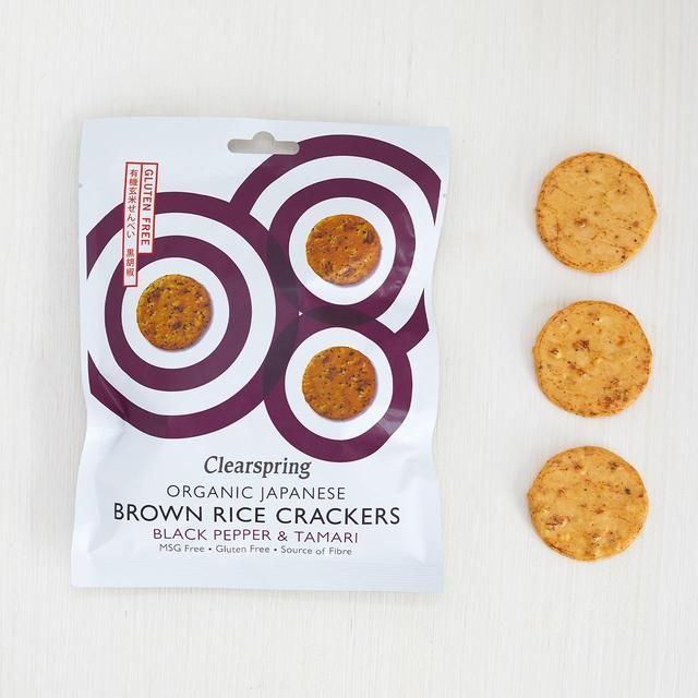 Clearspring Organic Japanese Brown Rice Crackers - Black Pepper & Tamari 40g