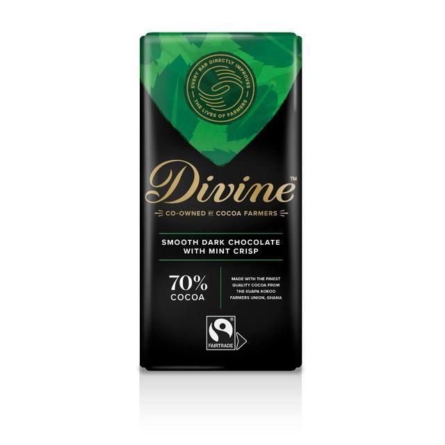 Divine 70% Dark Chocolate with Mint Crisp 90g