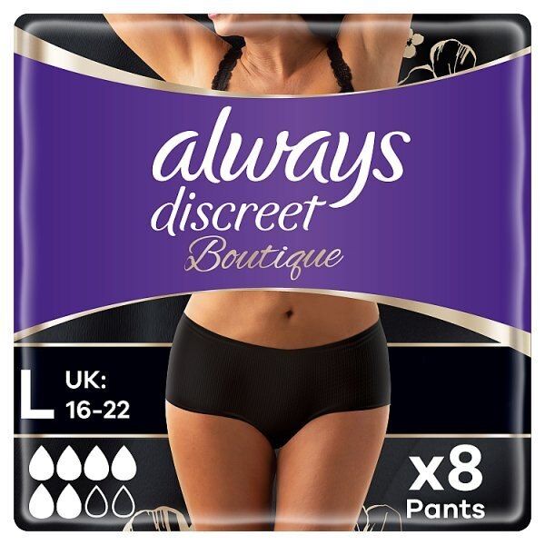 DNR Always Discreet Boutique Incontinence Pants L Black X8