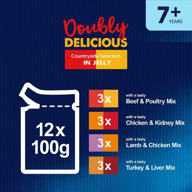 Felix Doubly Delicious 7+ Meaty Selection in Jelly Wet Cat Food 12 x 100g