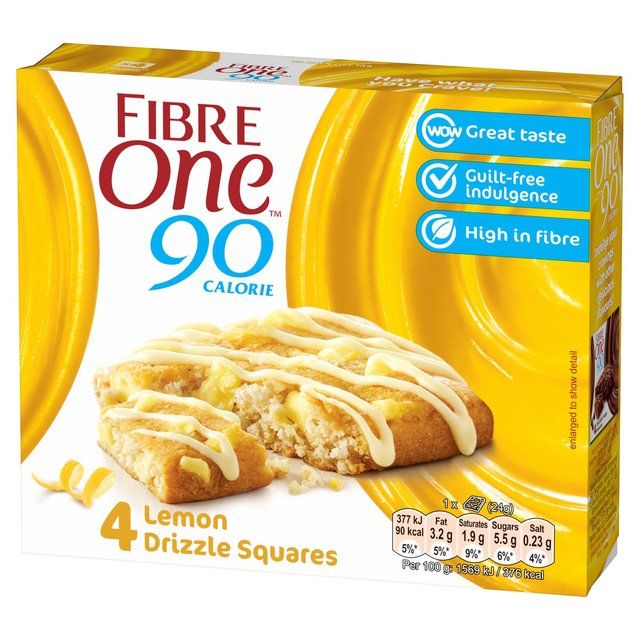 Fibre One 90 Calorie Lemon Drizzle Squares 4 x 24g
