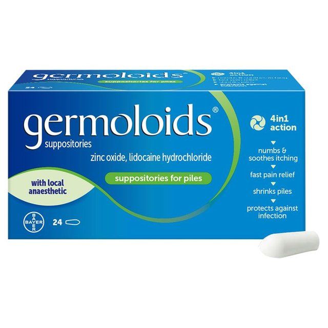 Germoloids Triple Action Haemorrhoids & Piles Suppositories Tablets 24 per pack