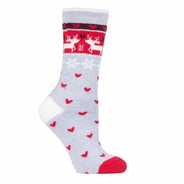 Heat Holders Lite Ladies Thermal Christmas Socks 4-7 UK Reindeer