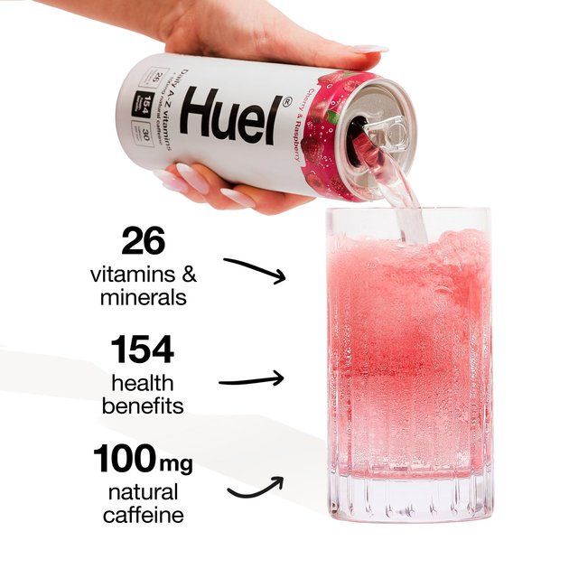 Huel Daily A-Z Cherry & Raspberry Sparkling Multivitamin Energy Drink 4 x 330ml