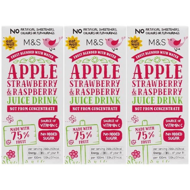 M&S Apple Strawberry & Raspberry Juice Drink 3 x 200ml